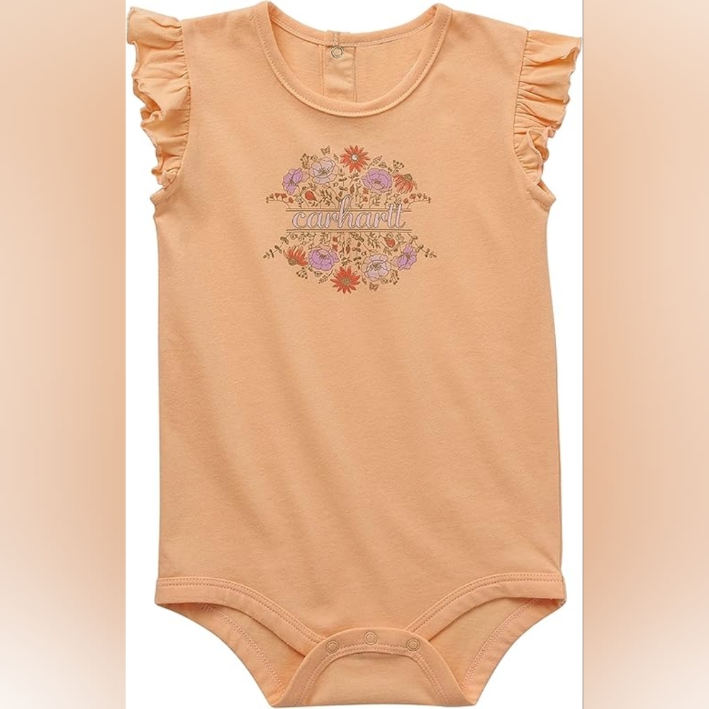 NWT Carhartt Baby Girls Short-Sleeve Floral Logo Bodysuit 6 Months NWT
